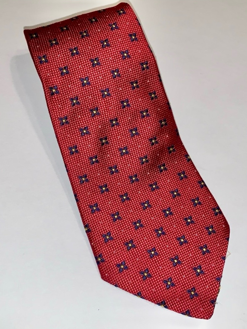 Vintage 90s Tommy Hilfiger Silk Tie Red Blue Geometric Made in USA